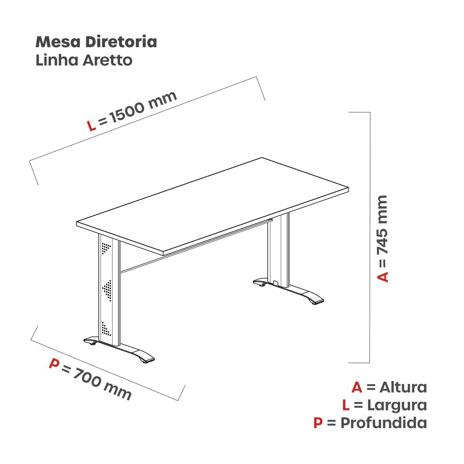 Escrivaninha em Madeira150cm X 70cm M150/70at Aretto - 3