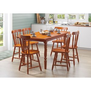 Mesa de Jantar 102lb e 06 Cadeiras 150lb Mel Brilho Piratini