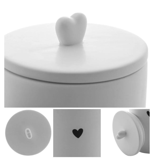 Potiche Cerâmica Branco - Heart Lyor - 3