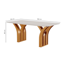 Ver imagem 4 de Sala de Jantar 6 Cadeiras Estofadas Atena e Mesa Retangular em MDF com Tampo de Vidro Miami Castanho/Cinamomo/Bege Pena/Off White