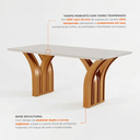 Ver imagem 7 de Sala de Jantar 6 Cadeiras Estofadas Atena e Mesa Retangular em MDF com Tampo de Vidro Miami Castanho/Cinamomo/Bege Pena/Off White