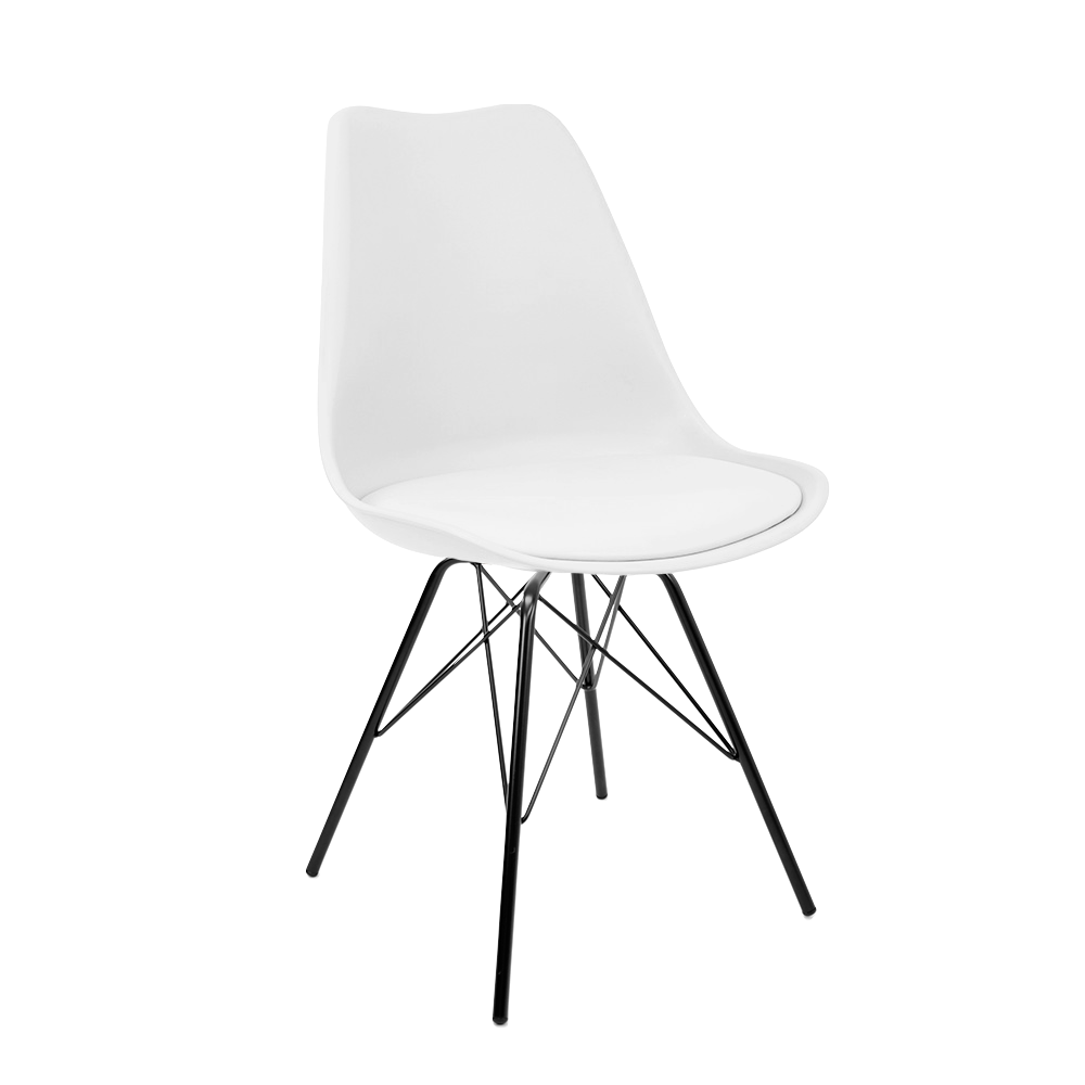 Ver imagem 1 de Cadeira Eames Leda Design Estofada Branca Tower Preto