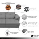 Ver imagem 3 de Sofá Retrátil Manual Sala de Estar Nolan Bipartido 414cm Conforto Premium em Couro Cinza G58 - Gran 