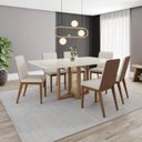 Ver imagem 1 de Conjunto Mesa Natalí 160cm com Vidro 06 Cadeiras Pietra Marrom/Nature/Off White/Caramelo