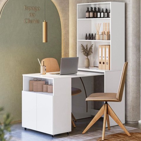 Mesa com Estante para Lojas Córdoba Branco