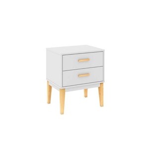 Mesa Cabeceira Infantil LE 6007 c/ 2 Gavetas Branco - Movelbento