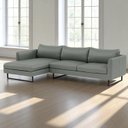 Ver imagem 1 de Sofá 4 Lugares com Chaise Lado Esquerdo e Revestimento em Couro Sintético Cinza Médio