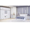 Ver imagem 1 de Conjunto Quarto Topázio Branco: Guarda-roupa 12 Portas, Cômoda, Cabeceira e 2 Mesas de Cabeceiras
