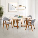 Ver imagem 1 de Conjunto Mesa de Jantar 1,20m com Tampo Off-white e 4 Cadeiras em Linho Cinza – Linha Evo