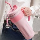 Ver imagem 2 de Copo Térmico 1100ml Ms-982 com Canudo de Inox com Alça Isolamento Térmico com Tampa 2 Funções:Rosa C