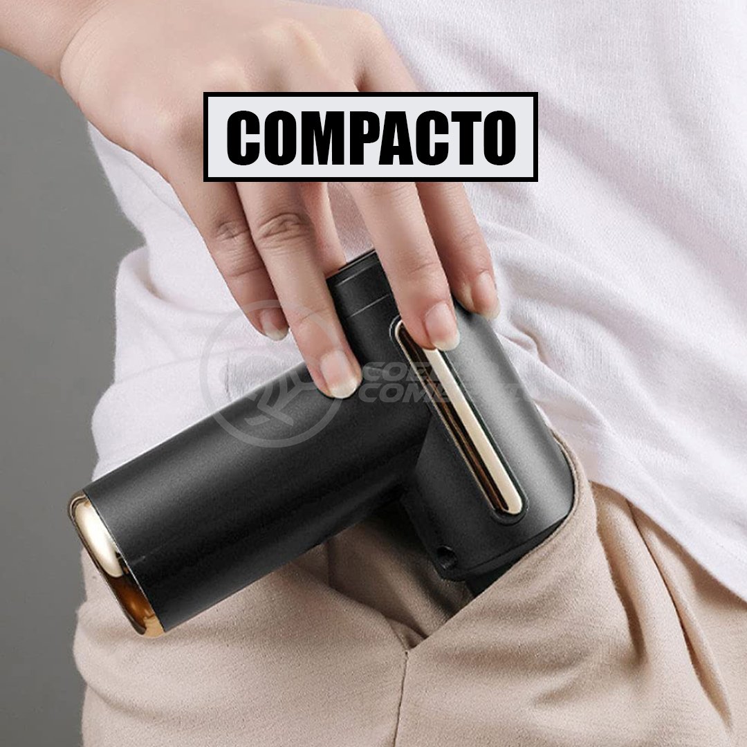 Mini Massageador Elétrico Relaxamento Muscular Facial Físico Fitness 6 Níveis - Fascial Gun Preto - 6