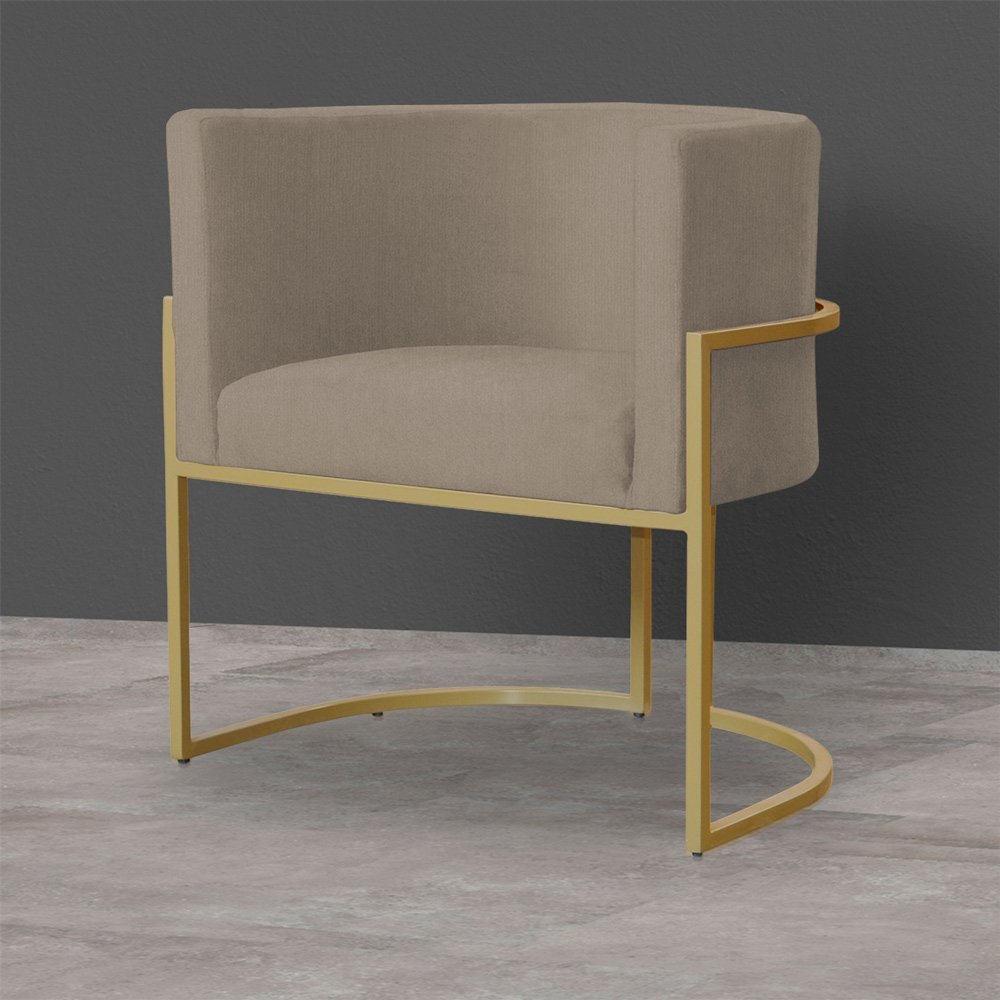 Kit 5 Poltronas Decorativa Sala de Estar Luana Base Gold Suede Cappuccino - Montanaris Decor MD MONT - 4