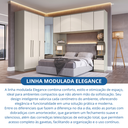 Ver imagem 3 de Guarda Roupa Casal Modulado 6 Peças Elegance com Espelho Cinza/Niquel/Blanc