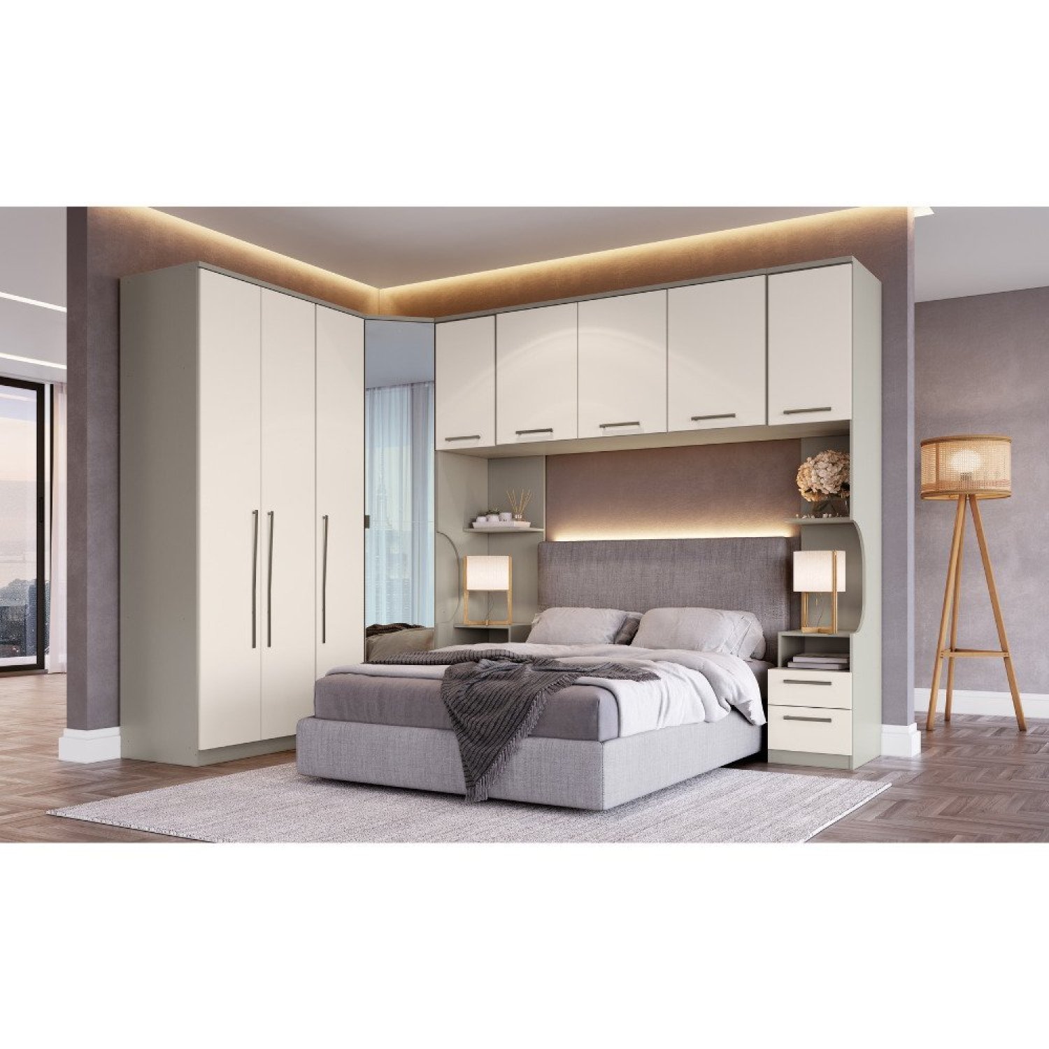 Guarda Roupa Casal Modulado 6 Peças Elegance com Espelho - 1