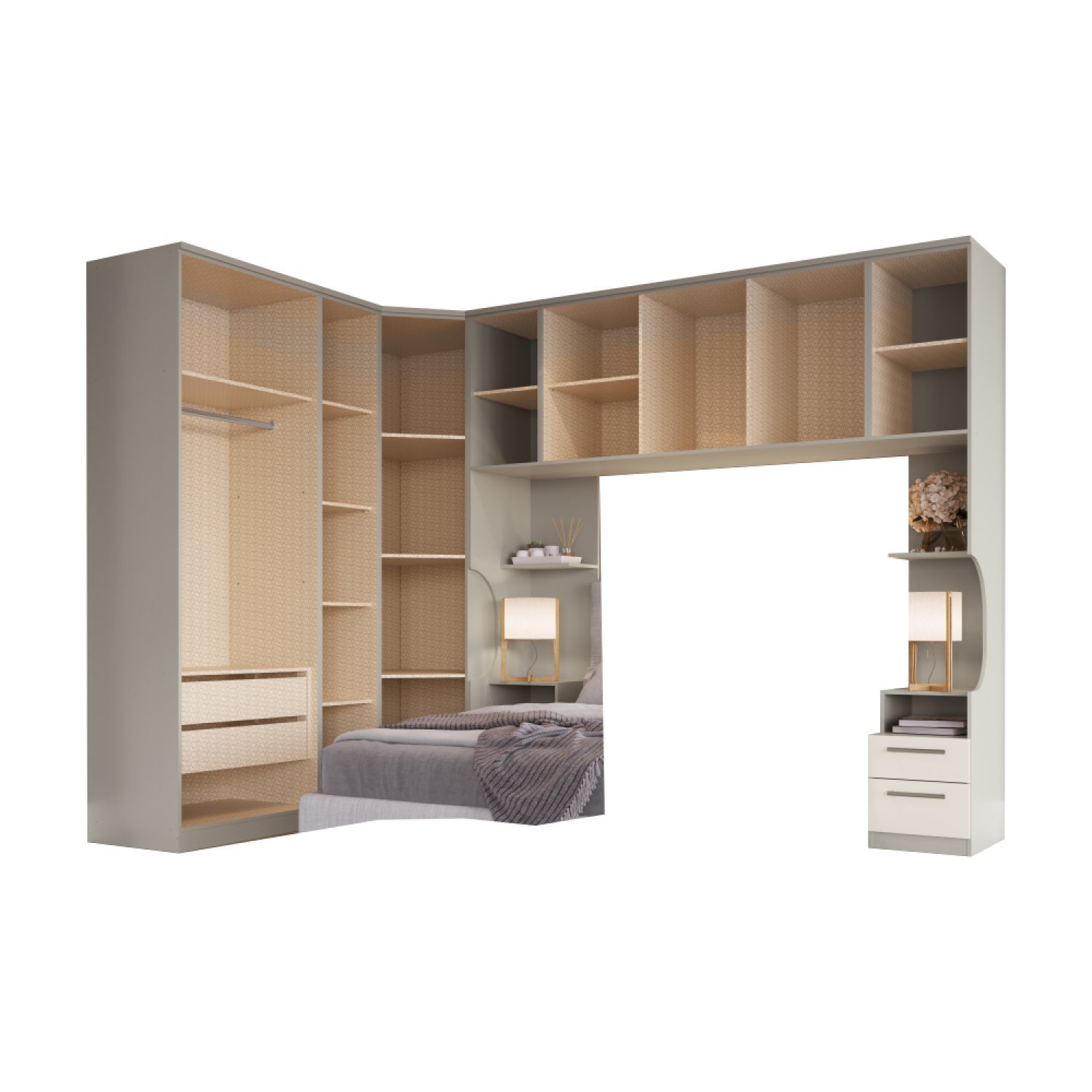 Guarda Roupa Casal Modulado 6 Peças Elegance com Espelho - 3