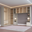 Ver imagem 2 de Guarda Roupa Casal Modulado 6 Peças Elegance com Espelho Cinza/Niquel/Blanc