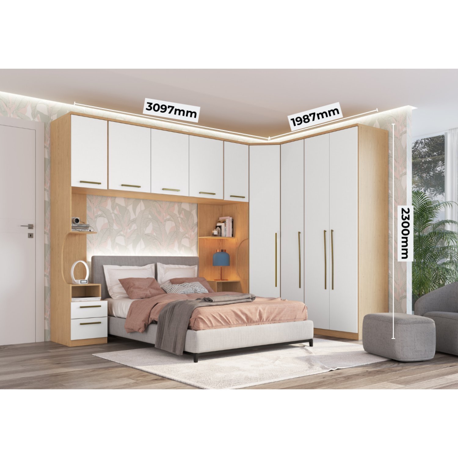  Guarda Roupa Casal Modulado 6 Peças Elegance - 3