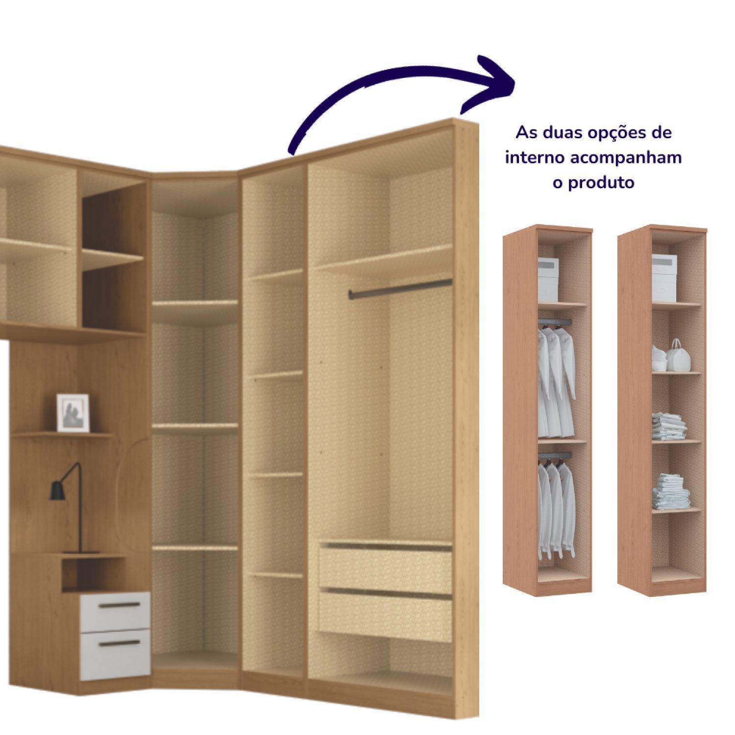  Guarda Roupa Casal Modulado 6 Peças Elegance - 15