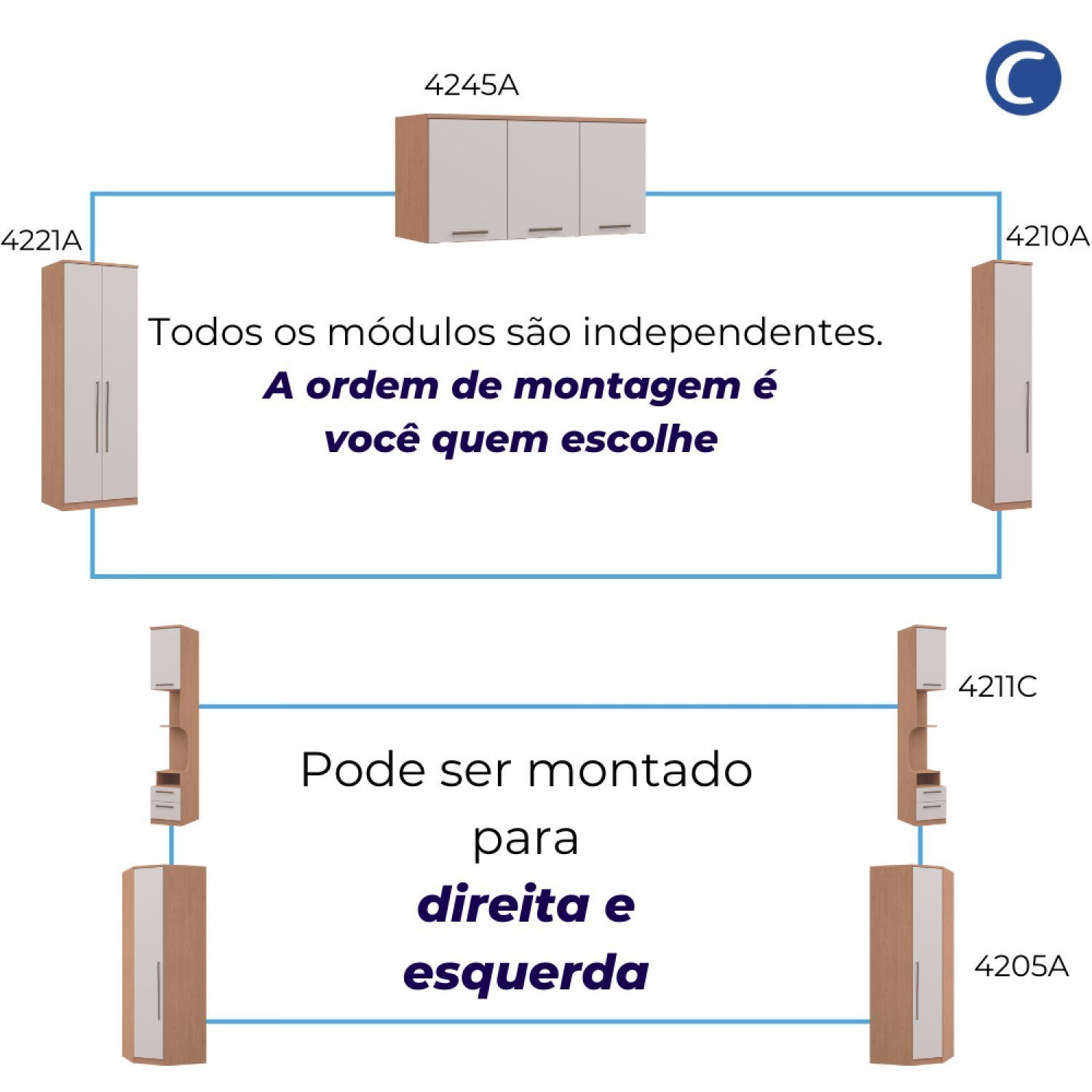  Guarda Roupa Casal Modulado 6 Peças Elegance - 5