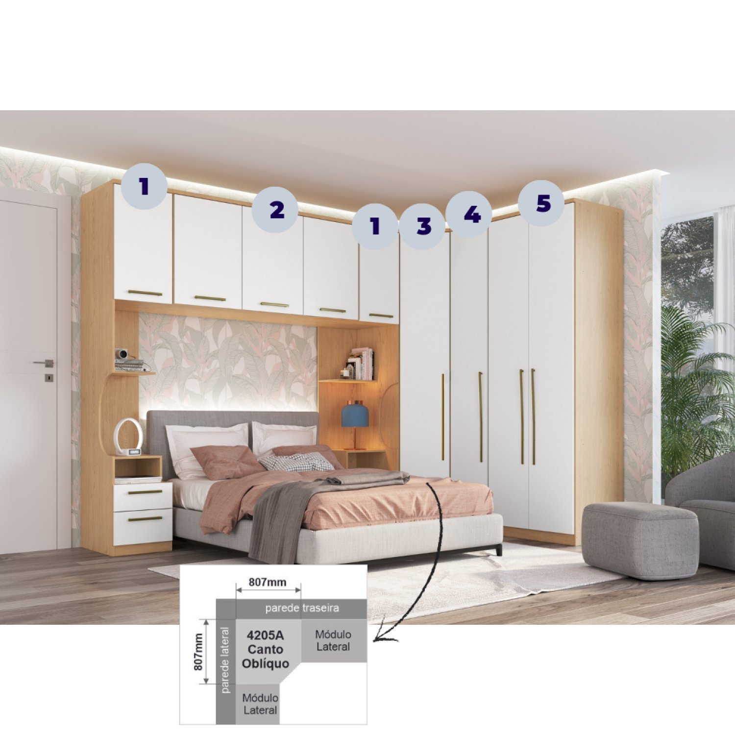  Guarda Roupa Casal Modulado 6 Peças Elegance - 19