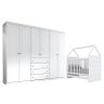 Jogo de Quarto Infantil Guarda Roupa 6 Portas Mississipi e Berço Cabana Branco - Móveis Henn - 1
