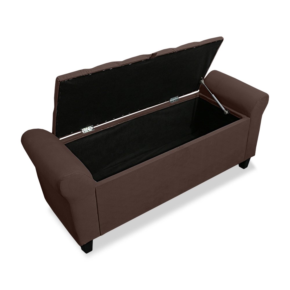 Recamier Baú Calçadeira para Cama Box Queen 150 Cm Dubai Suede Marrom - Lh Móveis - 2