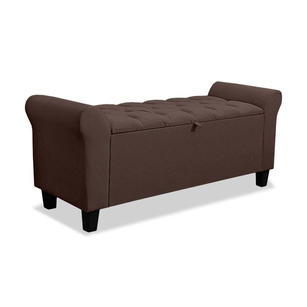 Recamier Baú Calçadeira para Cama Box Queen 150 Cm Dubai Suede Marrom - Lh Móveis - 10