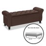 Recamier Baú Calçadeira para Cama Box Queen 150 Cm Dubai Suede Marrom - Lh Móveis - 5