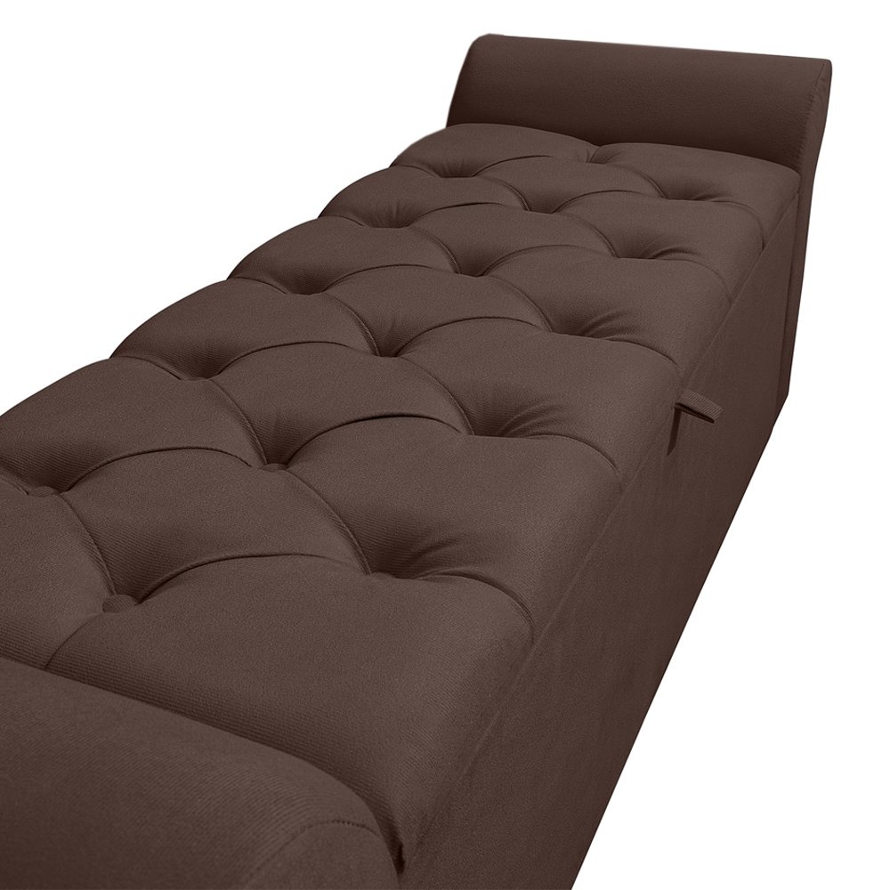 Recamier Baú Calçadeira para Cama Box Queen 150 Cm Dubai Suede Marrom - Lh Móveis - 8