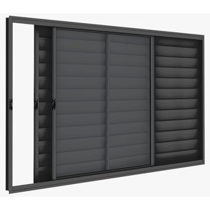 Veneziana 3 Folhas 1,00 X 1,20 Sem Grade Alumínio Preto