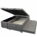 Ver imagem 1 de Cama Box Bau Queen Bipartido C/ Cama Auxiliar Suede 47x158x198 - Santo Box:cinza