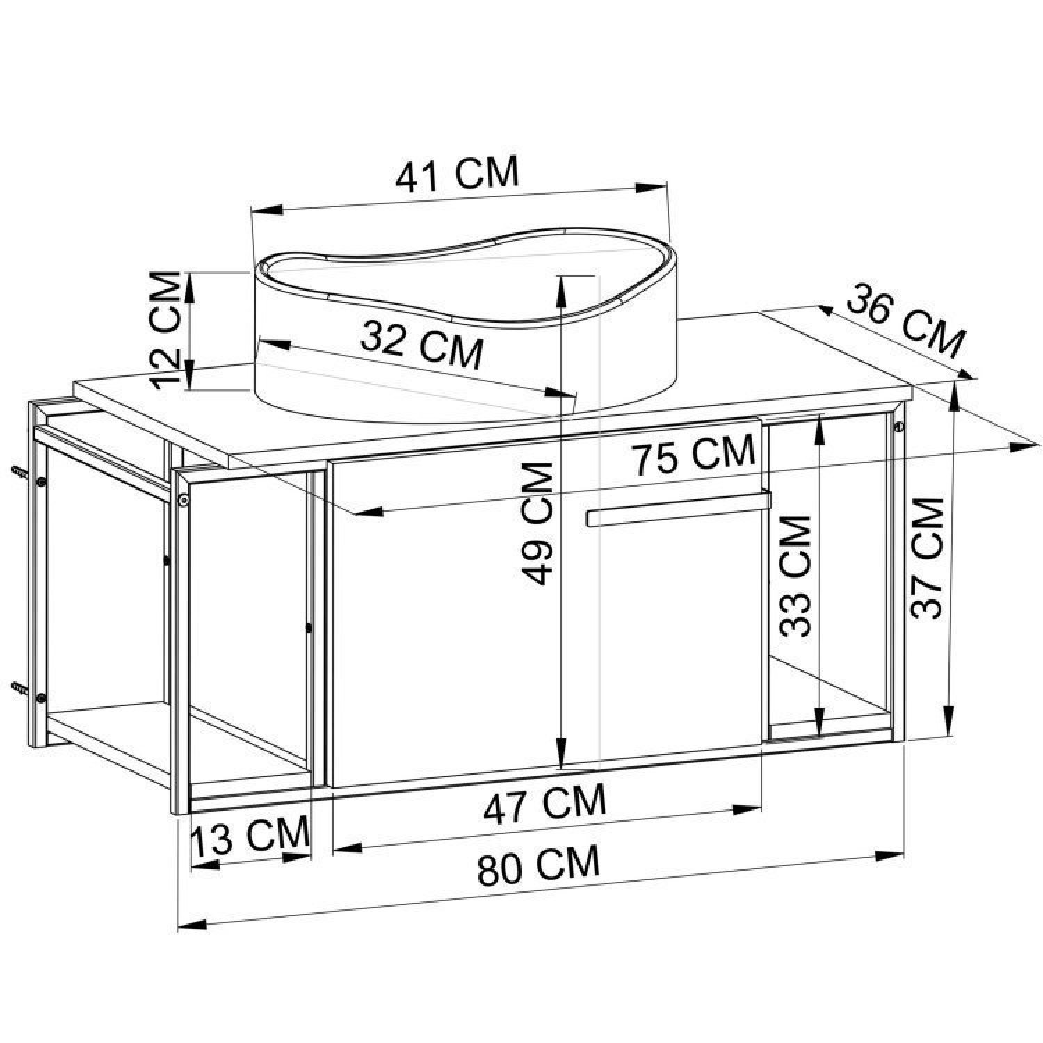 Gabinete Suspenso Para Banheiro 80Cm P1019 Mel Com Cuba Berlin Preta - 7