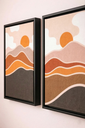 Ver imagem 5 de Conjunto 3 Quadros Decorativos por do Sol com Moldura Preta em Tecido Canvas P Sala Quarto 50x75cm