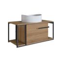 Ver imagem 2 de Gabinete Suspenso para Banheiro 80cm P1019 Mel com Cuba Berlin Branca Marrom/Preto