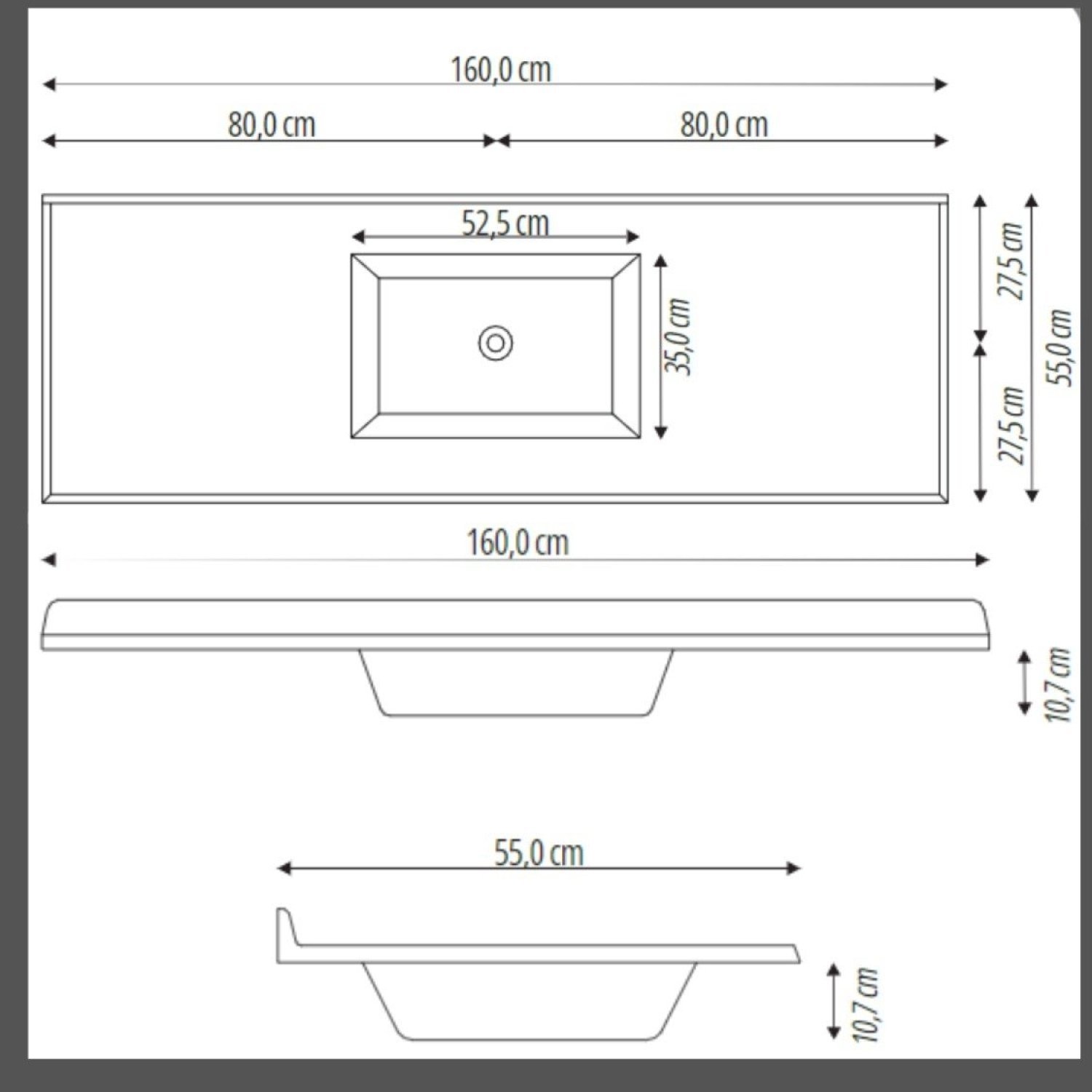 Pia Sintética para Cozinha 160cm X 55cm - 2