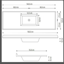 Pia Sintética para Cozinha 160cm X 55cm - 3