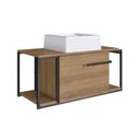 Ver imagem 2 de Gabinete Suspenso para Banheiro 80cm P1019 Mel com Cuba Ametista Branca Marrom/Preto