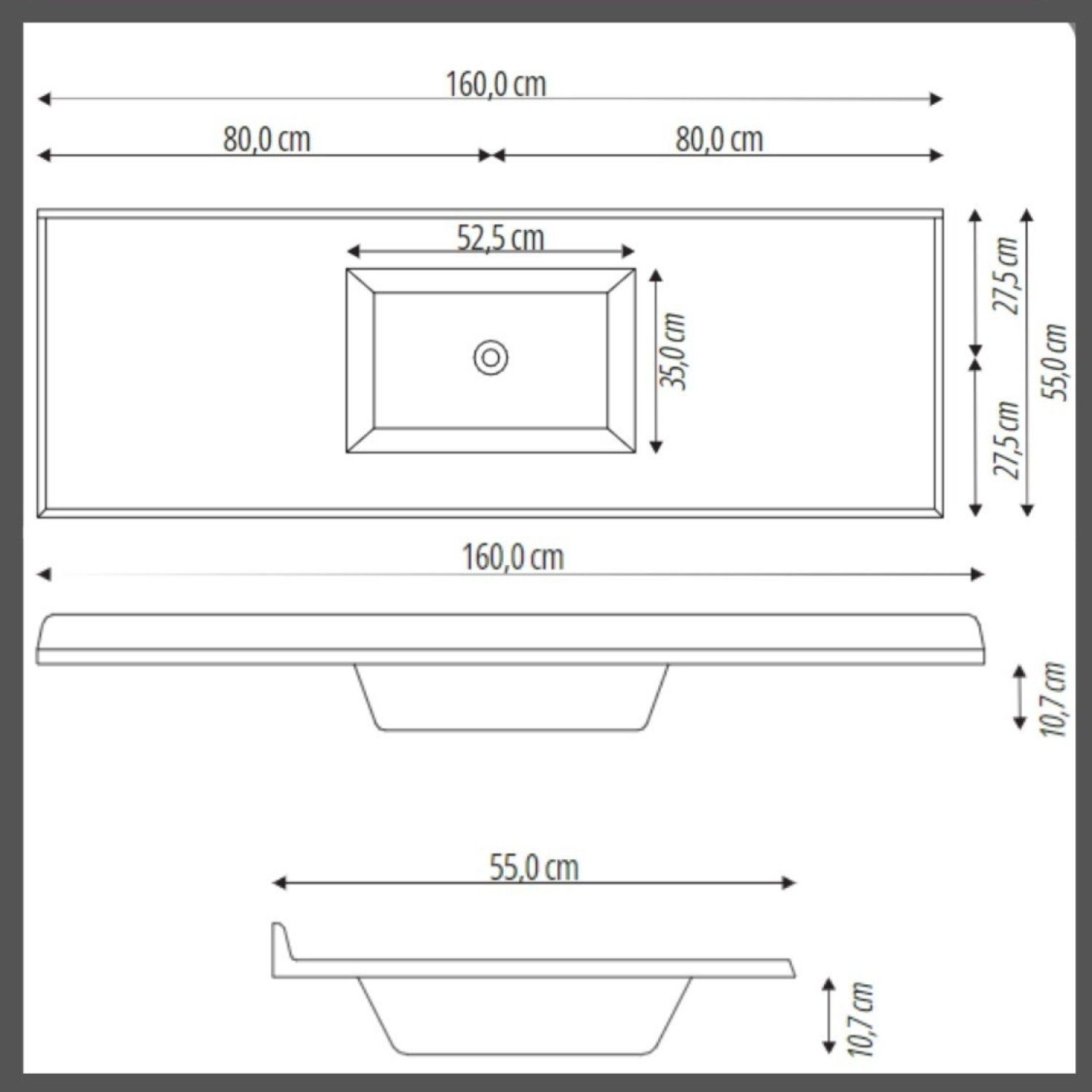 Pia Sintética para Cozinha 160cm X 55cm - 3