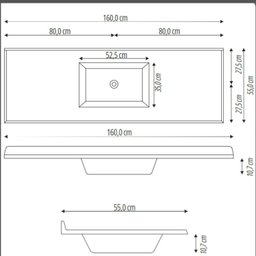 Pia Sintética para Cozinha 160cm X 55cm - 3