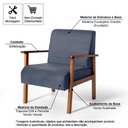 Ver imagem 2 de Poltrona para Sala Decorativa Estofada Base Madeira Maciça Júlia Azul
