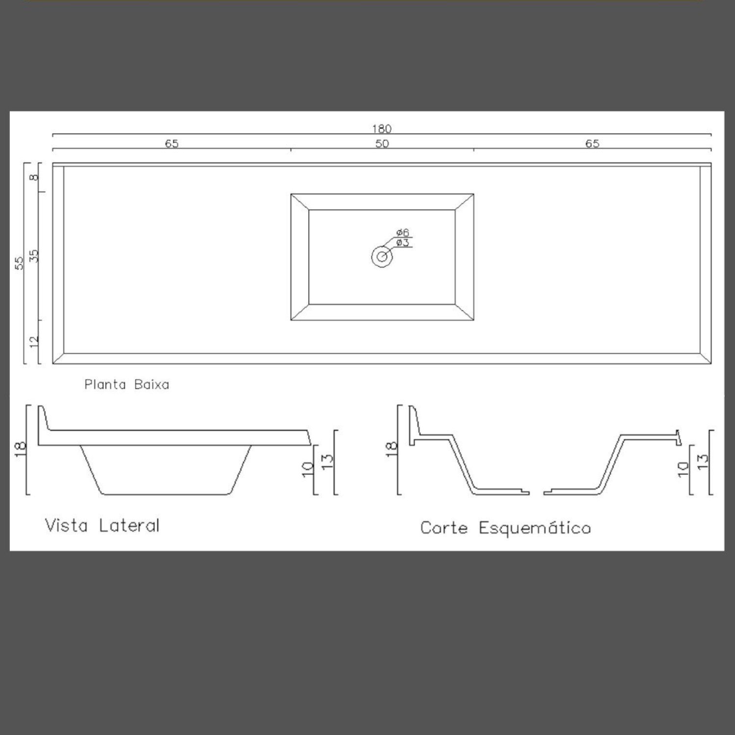 Pia Sintética para Cozinha 180cm X 55cm - 2