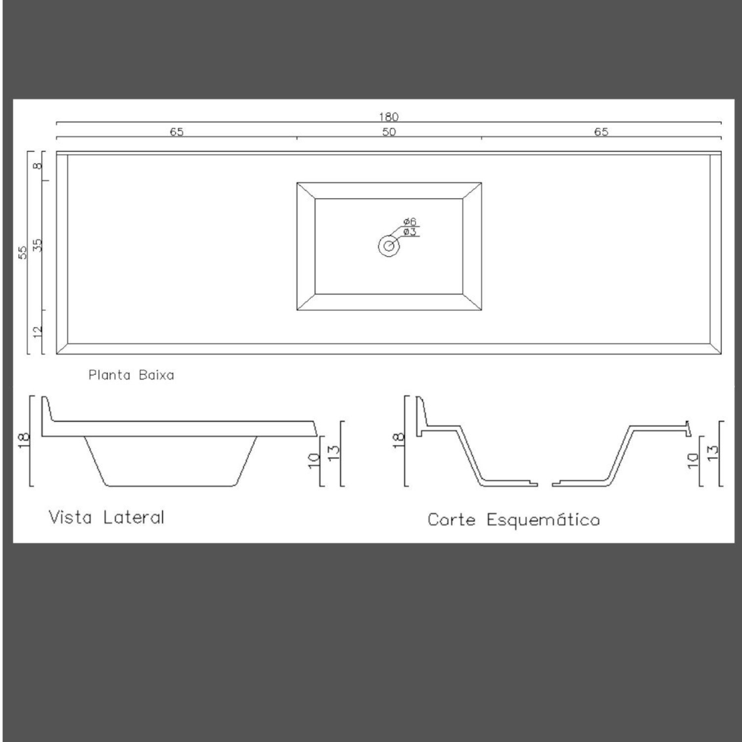 Pia Sintética para Cozinha 180cm X 55cm - 2