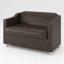 Ver imagem 3 de Kit Namoradeira + 02 Poltronas Decorativas Tecido Courino Cor:Marrom