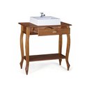 Ver imagem 2 de Bancada Aparador Mini Lavabo com Cuba 1 Gaveta Pés Luiz Xv Dália 3062 - Imbuia Glazer