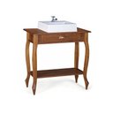 Ver imagem 1 de Bancada Aparador Mini Lavabo com Cuba 1 Gaveta Pés Luiz Xv Dália 3062 - Imbuia Glazer