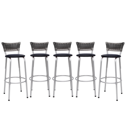 Kit 5 Banquetas Alta Vime Junco Degradê Sacada Àrea Gourmet Balcão Ilha Bancada bar piscina Cozinha