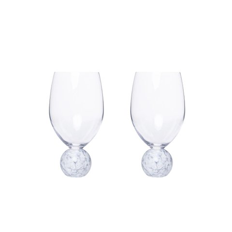 Jogo 2 Taças para Vinho de Cristal e Mármore Branco 520ml 23110 Mart