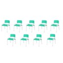 Ver imagem 2 de Kit 9 Cadeira Iso Infantil Creche, Escola Base Branco Verde Água