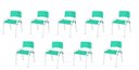 Ver imagem 2 de Kit 9 Cadeira Iso Infantil Creche, Escola Base Branco Verde Água