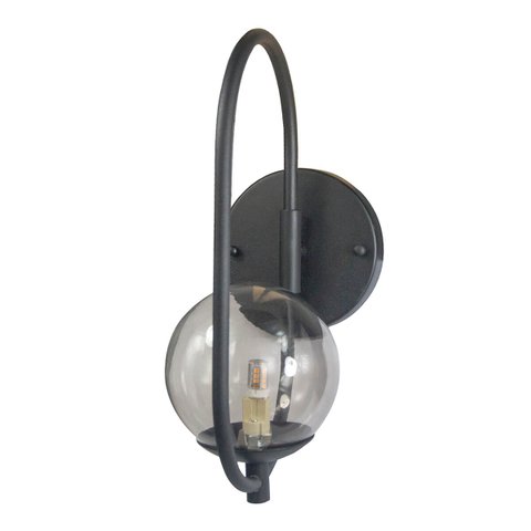 Arandela Parede ONLINE  PRETA Globo de Vidro FUME - 4124-3-FU